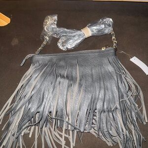 Gray Fringe Women Bag